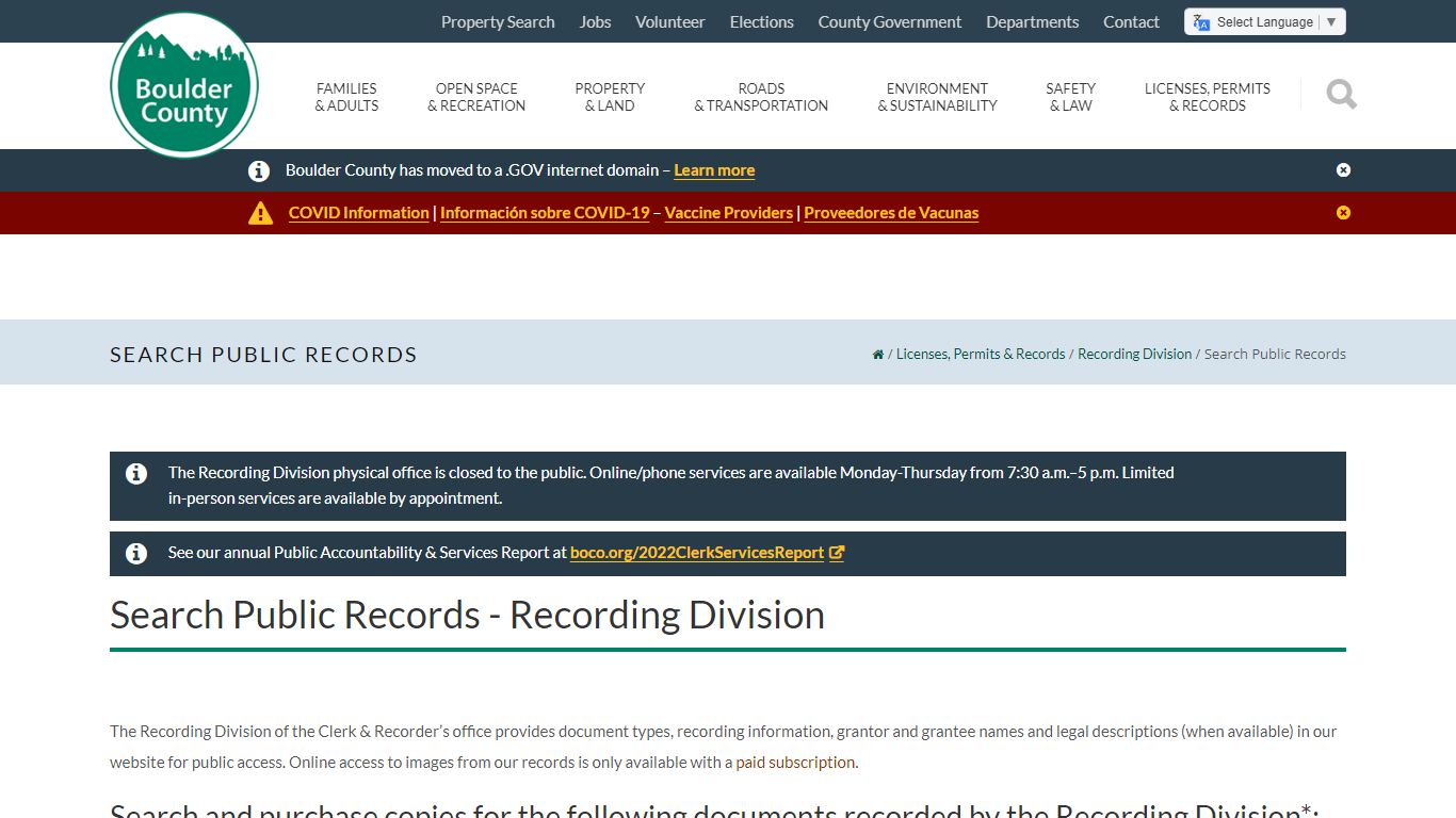 Search Public Records - Boulder County